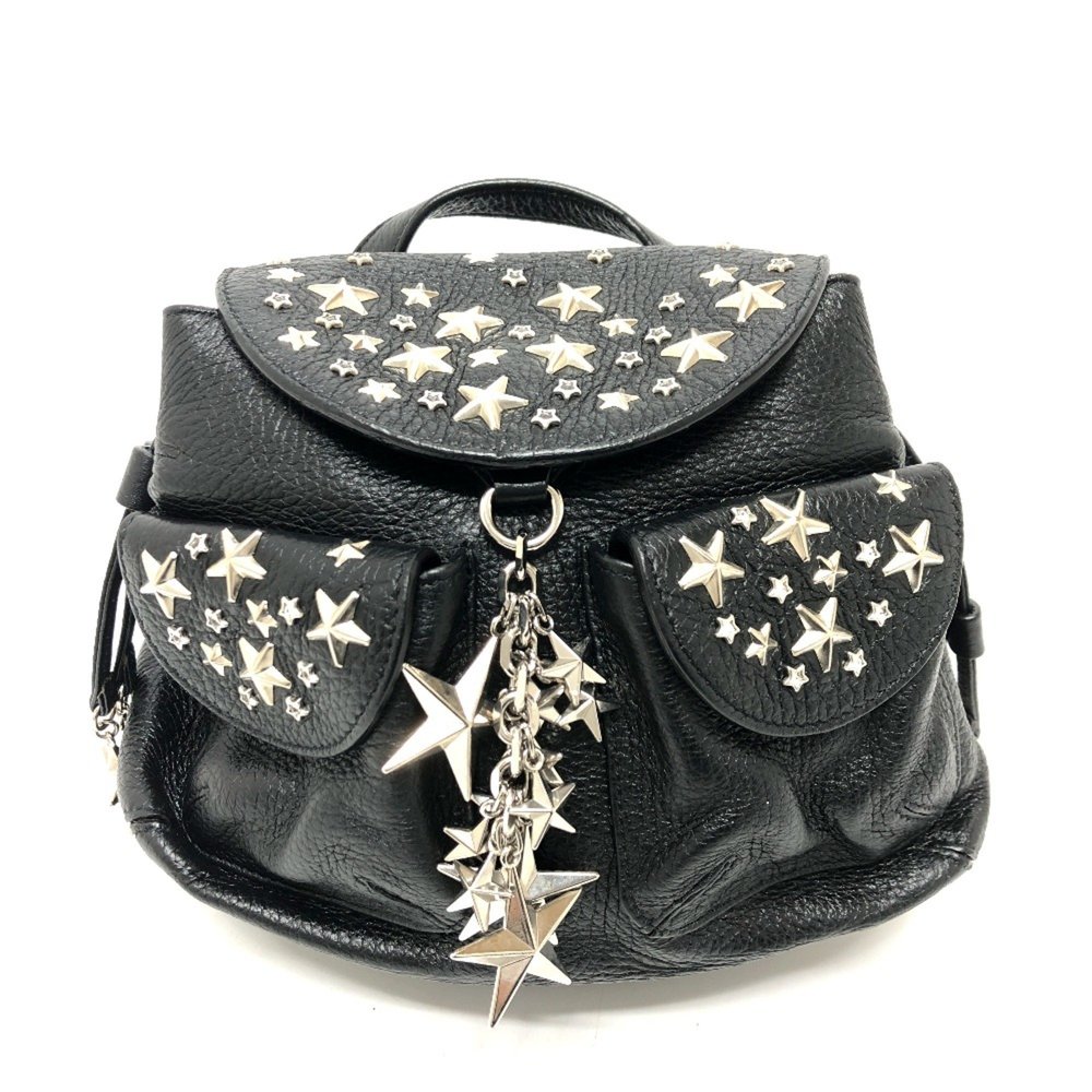 Jimmy Choo Black Leather Star-Studded Mini Backpack